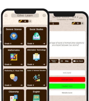 Ethio Learn - Grade 8 Quizzes Mobile App For Ethiopian Students For Exam and Study Preparation New Curriculem