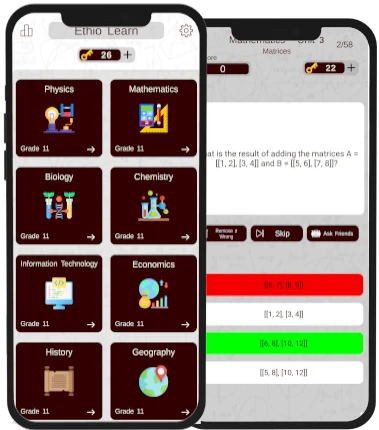 Ethio Learn - Grade 11 Quizzes Mobile App For Ethiopian Students For Exam and Study Preparation New Curriculem