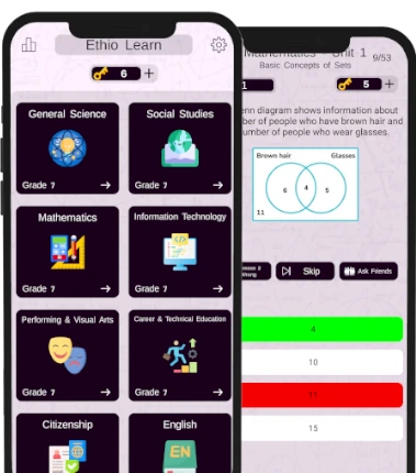 Ethio Learn - Grade 7 Quizzes Mobile App For Ethiopian Students For Exam and Study Preparation New Curriculem