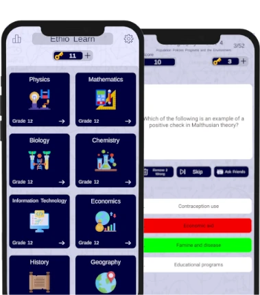 Ethio Learn - Grade 12 Quizzes Mobile App For Ethiopian Students For Exam and Study Preparation New Curriculem