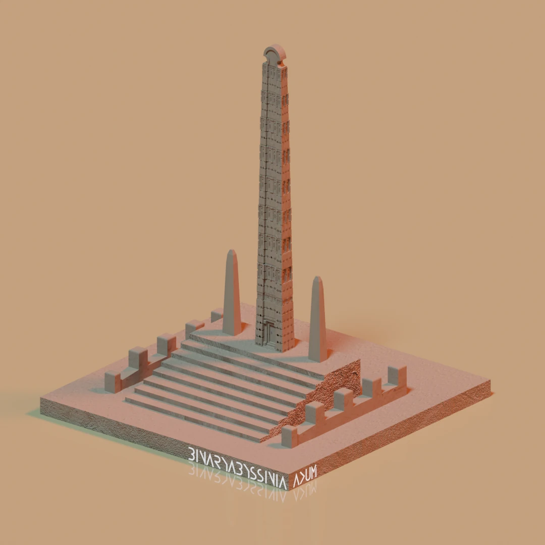Ethiopian Axum Obelisk Art Picture 3D Model Isometric