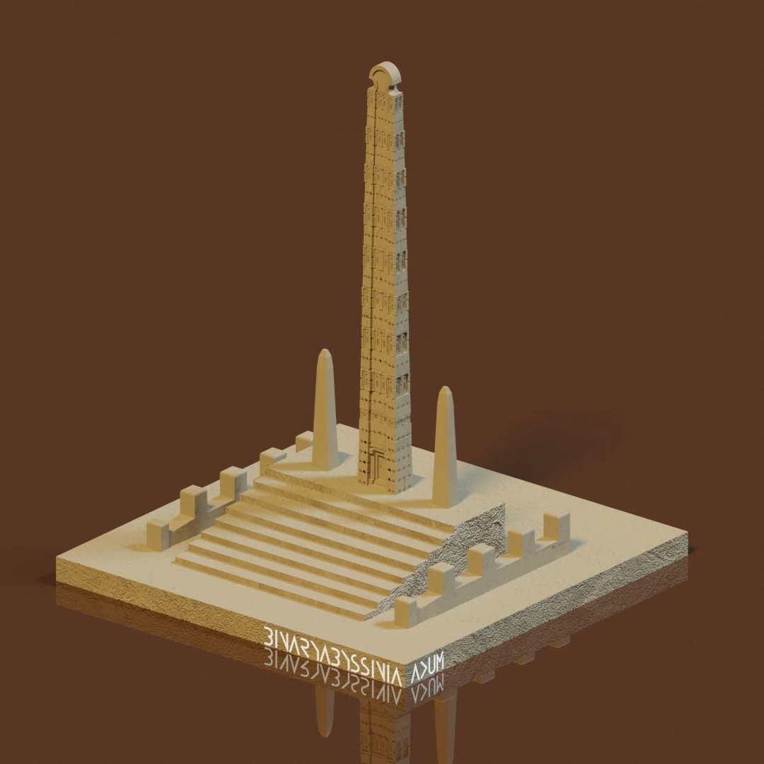 Ethiopian Axum Obelisk Art Picture 3D Model Isometric