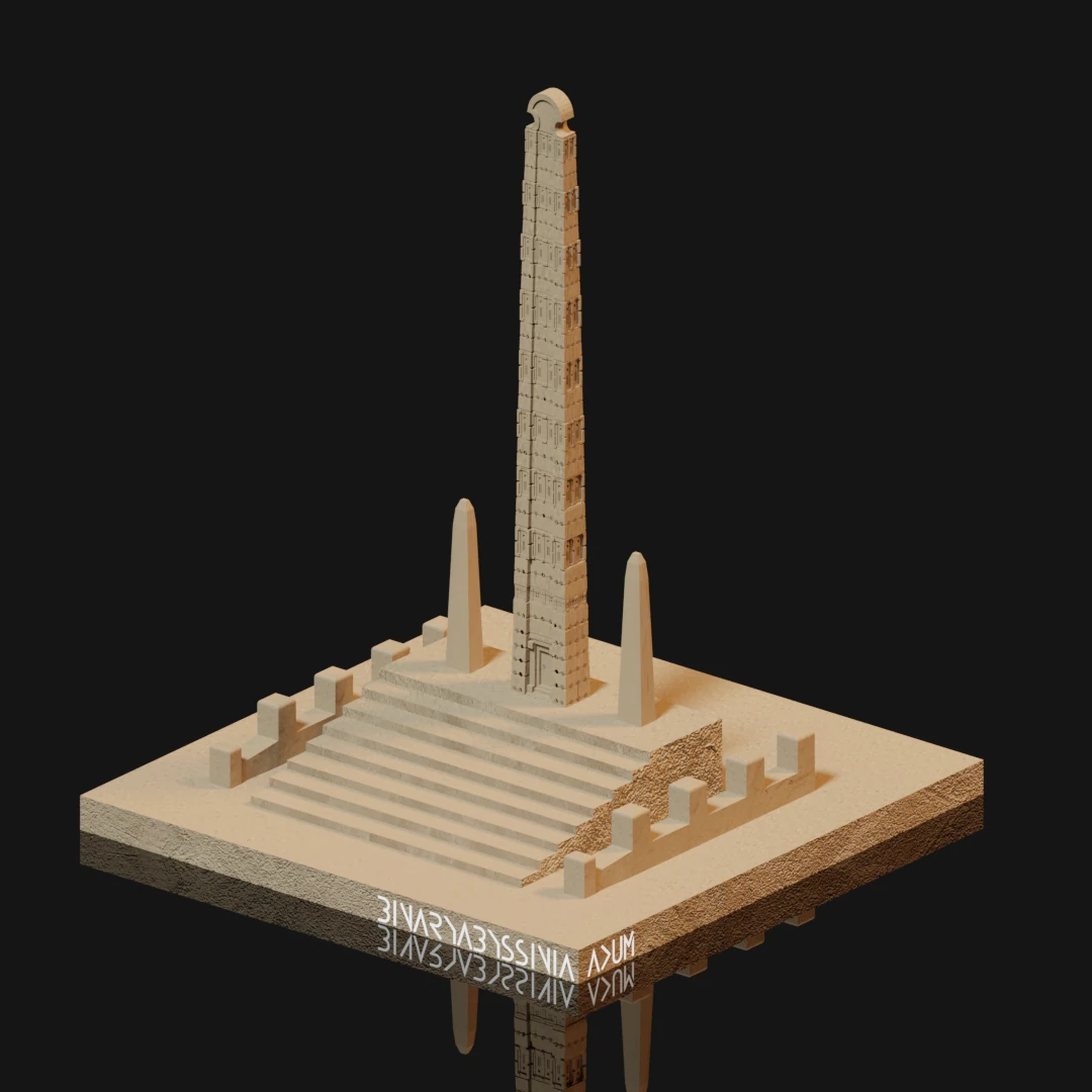 Ethiopian Axum Obelisk Art Picture 3D Model Isometric