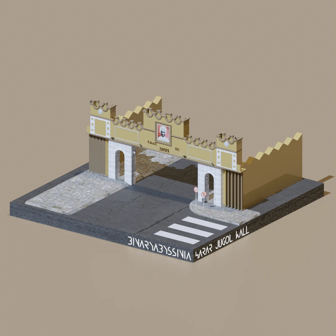 Ethiopian Harar Jugol Art Picture 3D Model Isometric