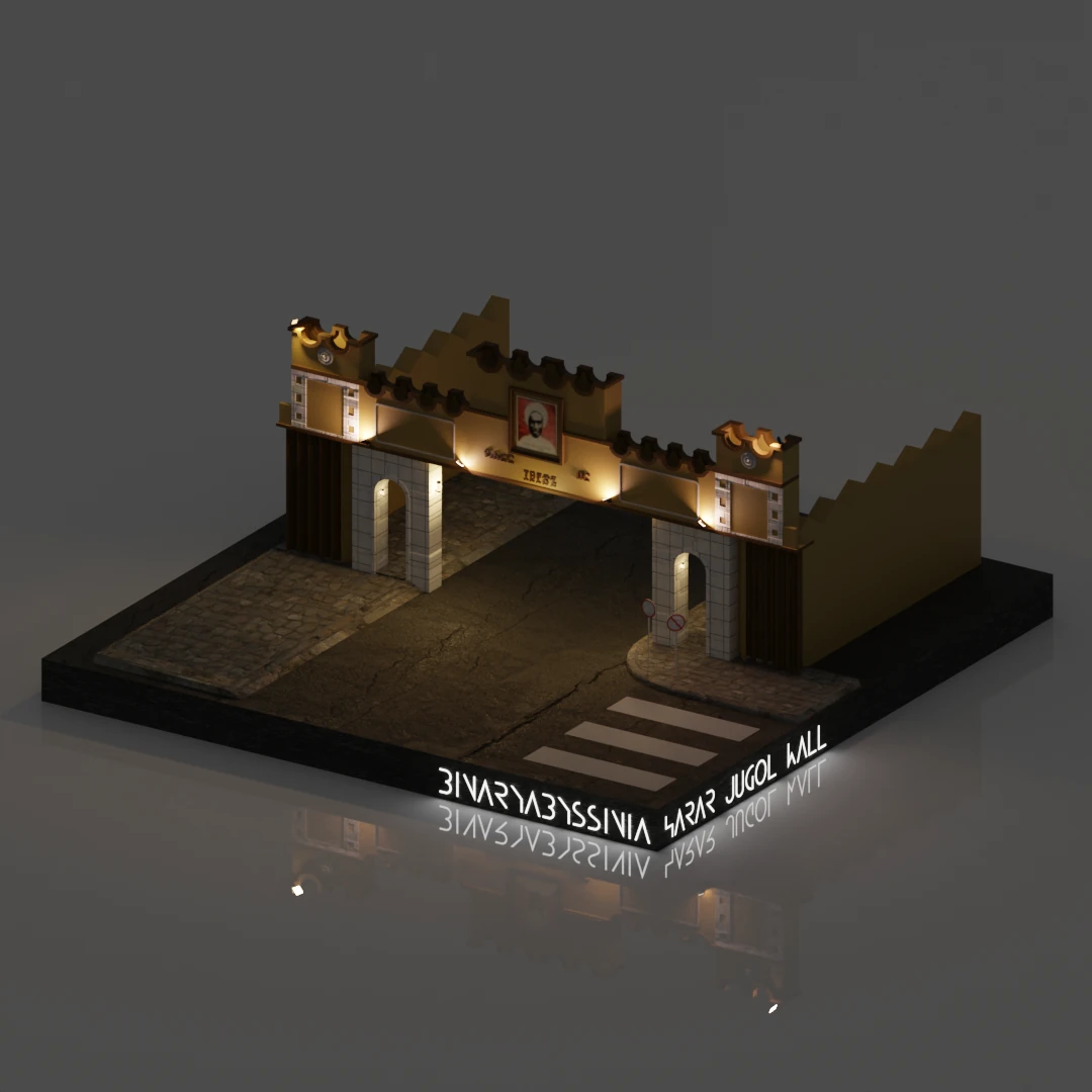 Ethiopian Harar Jugol Art Picture 3D Model Isometric