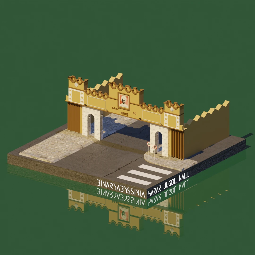 Ethiopian Harar Jugol Art Picture 3D Model Isometric