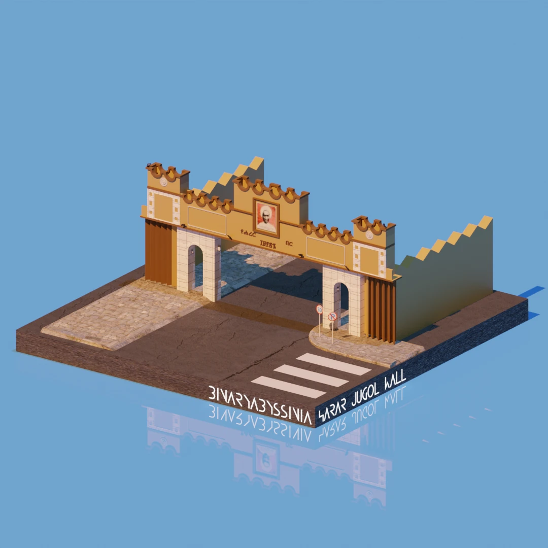 Ethiopian Harar Jugol Art Picture 3D Model Isometric