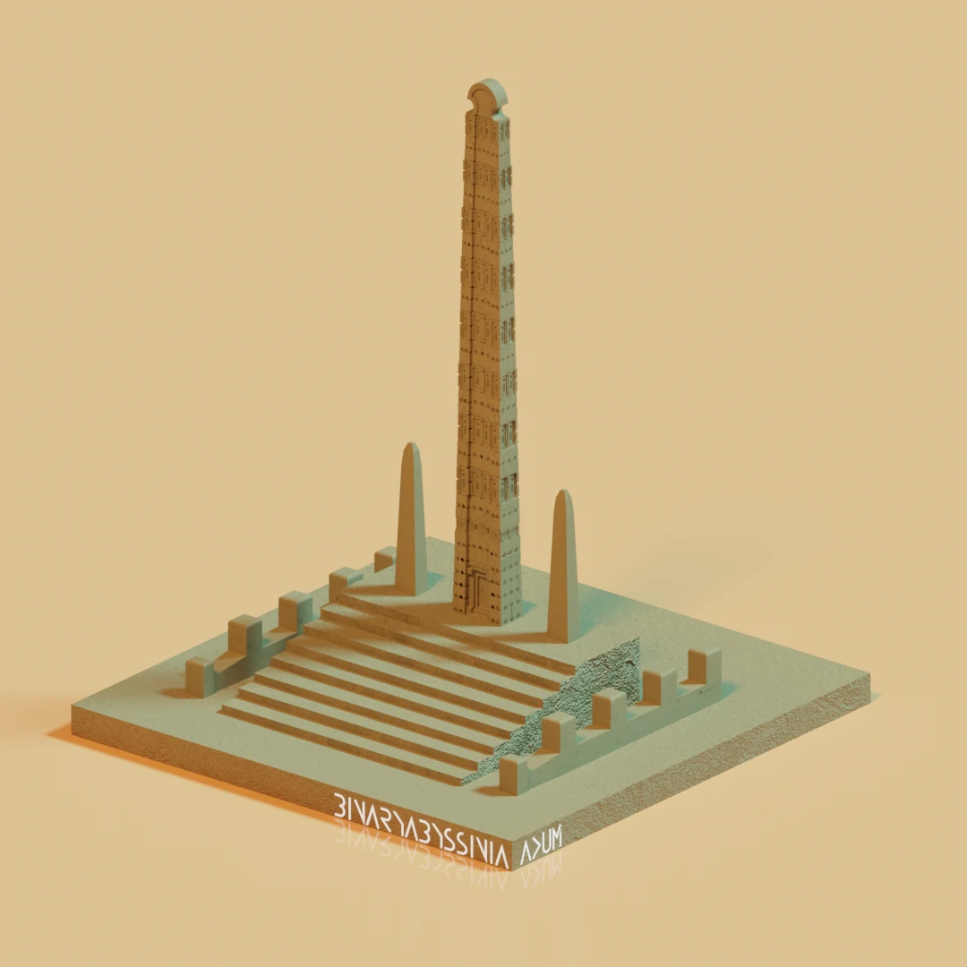 Ethiopian Axum Obelisk Art Picture 3D Model Isometric