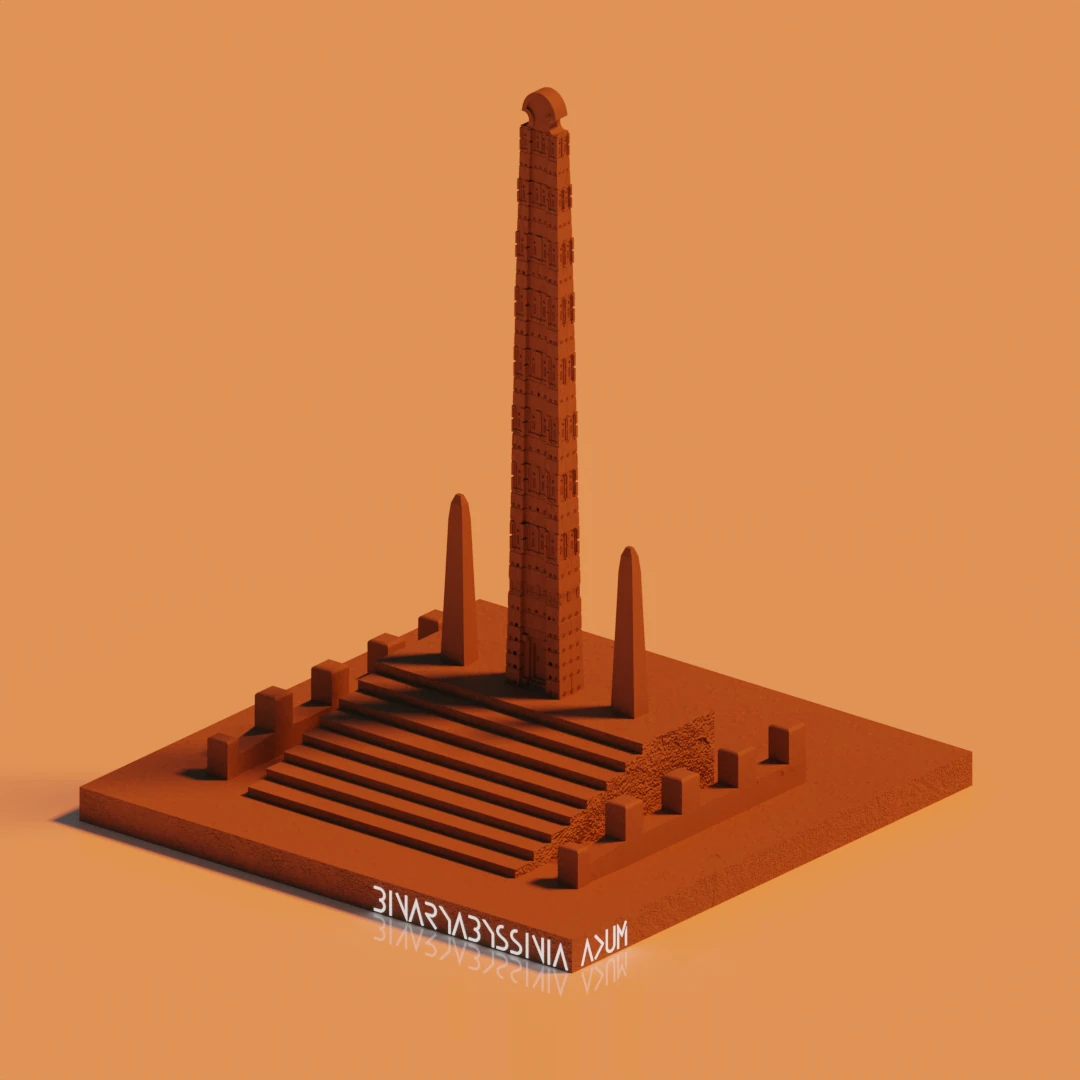 Ethiopian Axum Obelisk Art Picture 3D Model Isometric