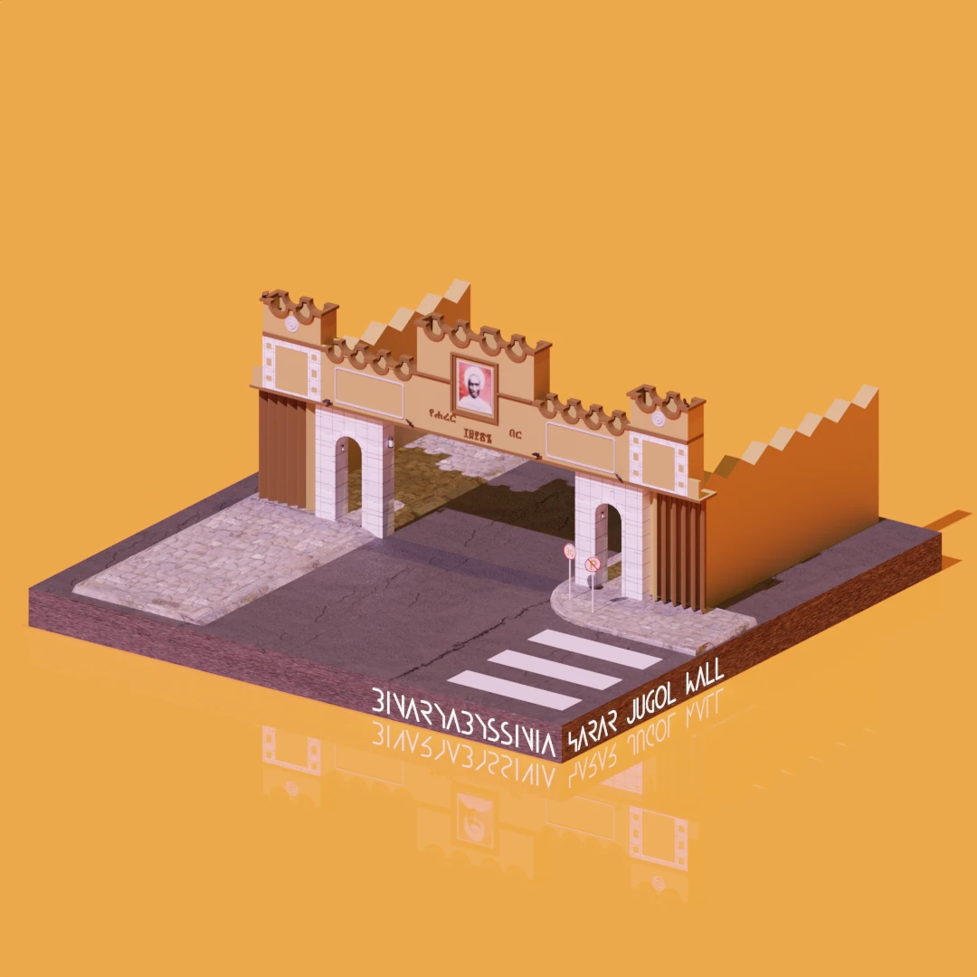 Ethiopian Harar Jugol Art Picture 3D Model Isometric