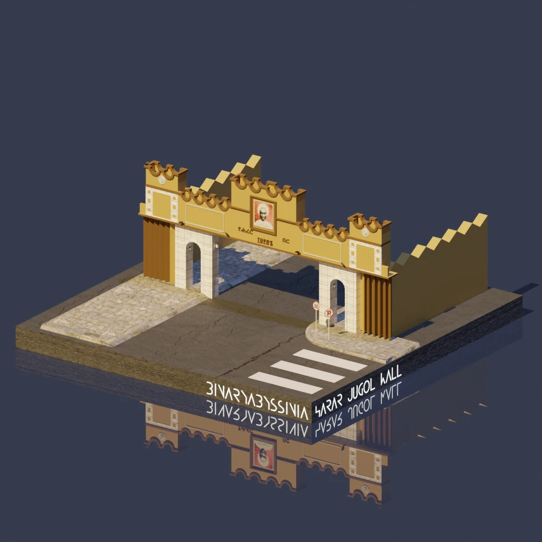 Ethiopian Harar Jugol Art Picture 3D Model Isometric
