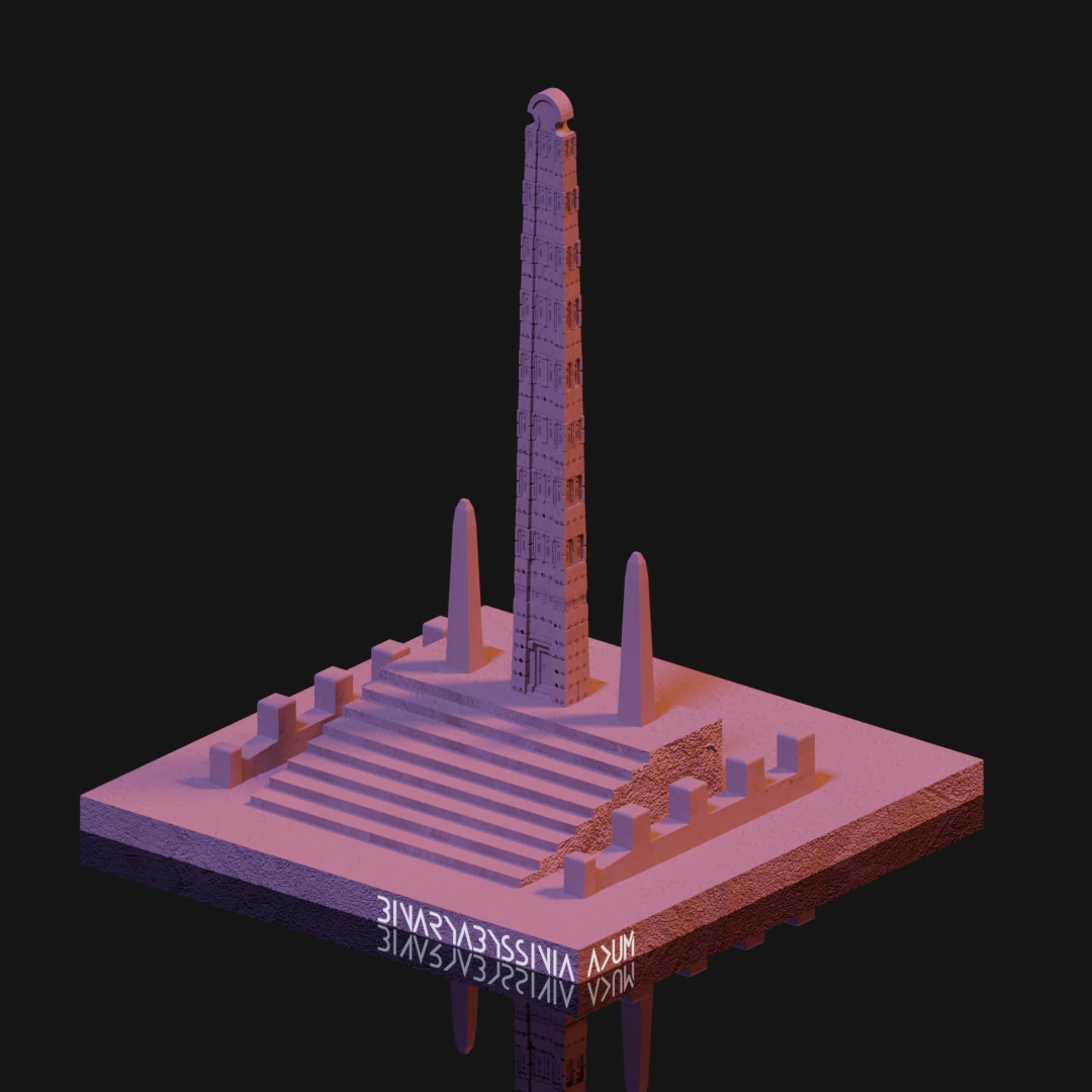Ethiopian Axum Obelisk Art Picture 3D Model Isometric