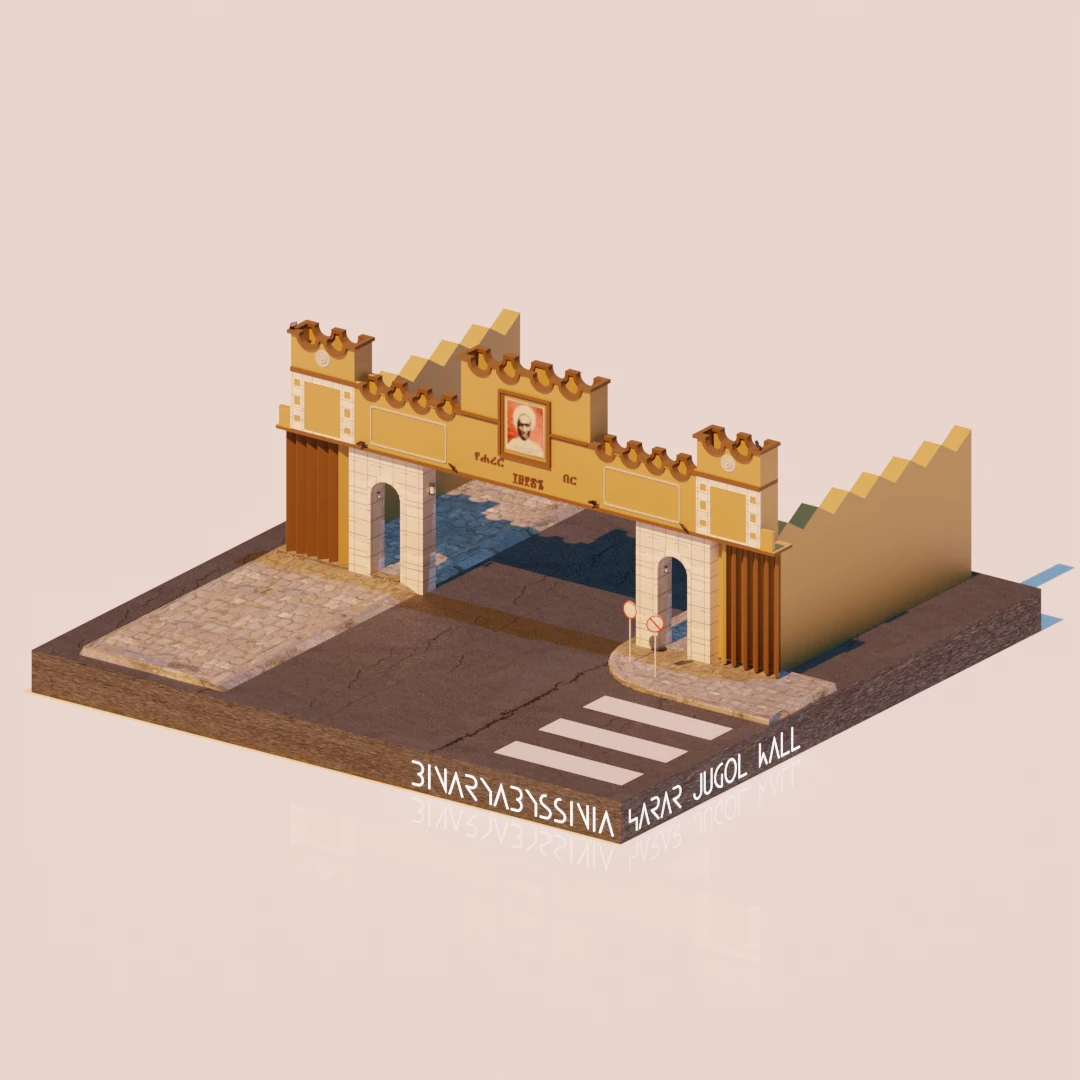 Ethiopian Harar Jugol Art Picture 3D Model Isometric