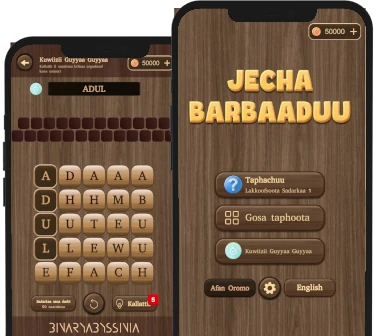 Afaan Oromo Word Search Wordle Oromignia Game Ethiopian Mobile Game Developed by Ethiopian